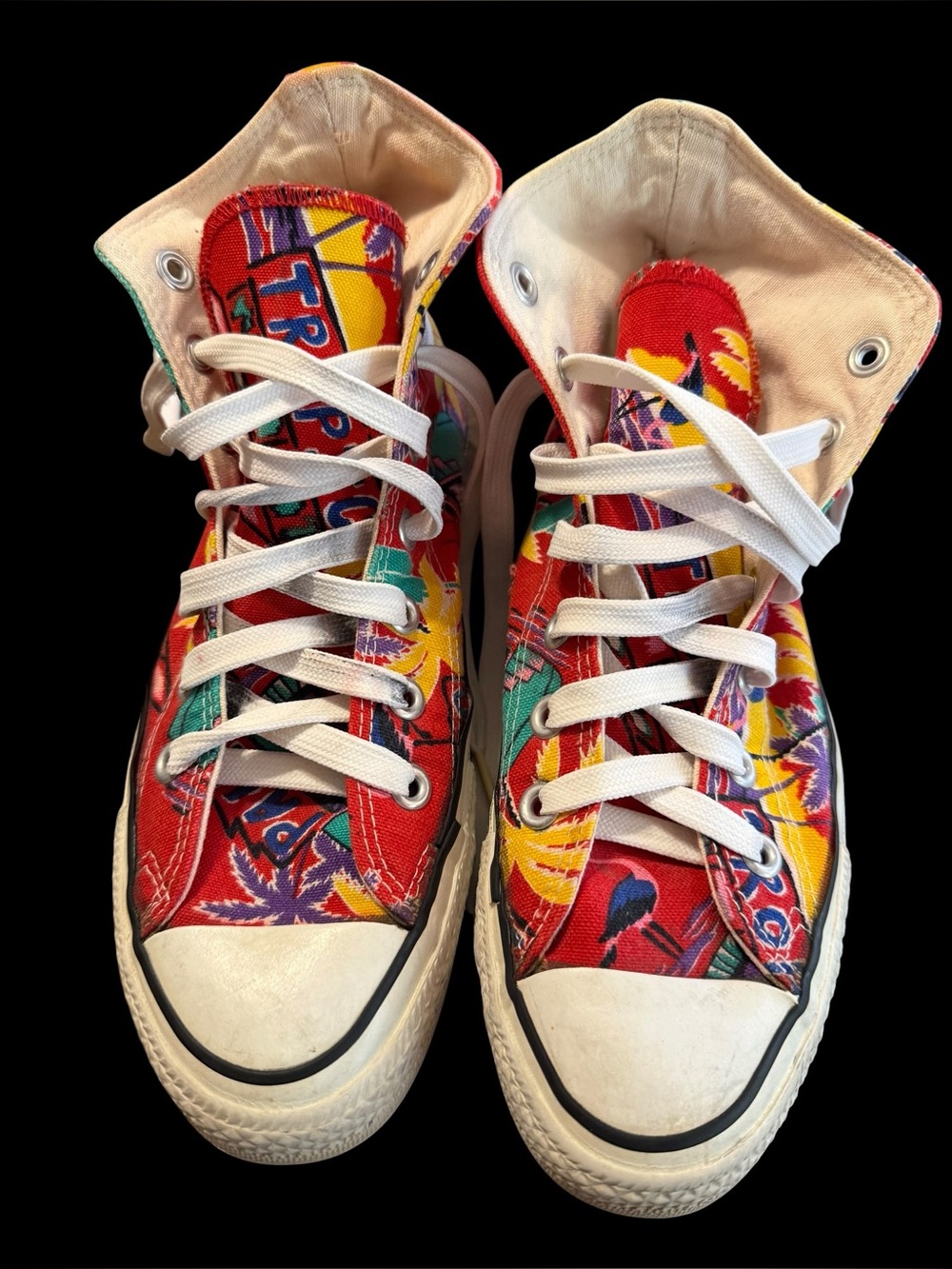 1980s Converse All Star Tropical High Tops Made USA Womens 8 mens 6 chuck taylor